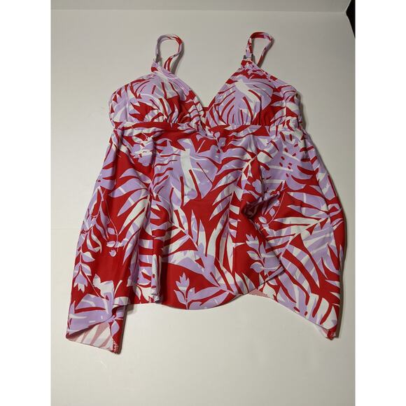 Kona Sol Tankini Swimsuit Bikini Sharkbite Hem Top Layered Leaf S Full Coverage - Picture 2 of 9